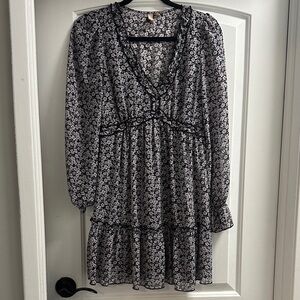 Floral Black and White Dress